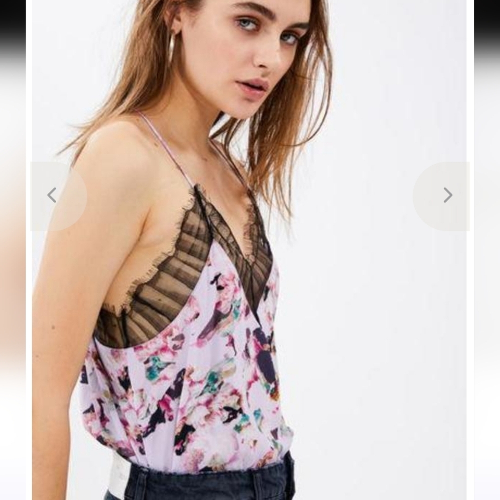 IRO Flowa Camisole Y2k Top Lace Trim Floral Print 40 Slip Top